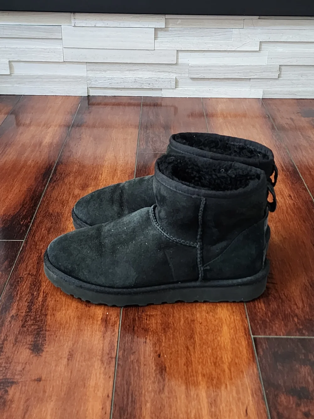 UGG Classic Mini II Black Suede Sheepskin Boots Women's US 6 EU 37